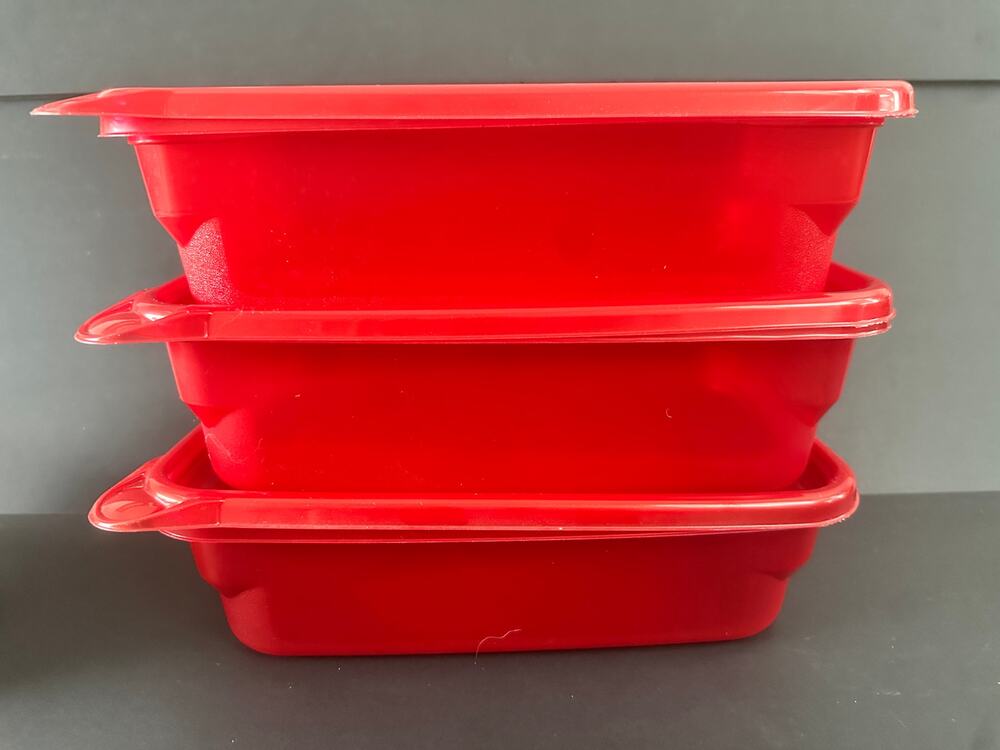 NOS (3) Ziploc Limited Edition Holiday Large Rectangle Container 9.5 cup Red